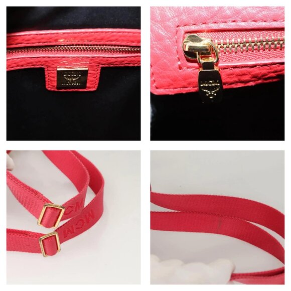 MCM Studs Backpack Leather Red Gold bst584-112825 - Picture 16 of 16